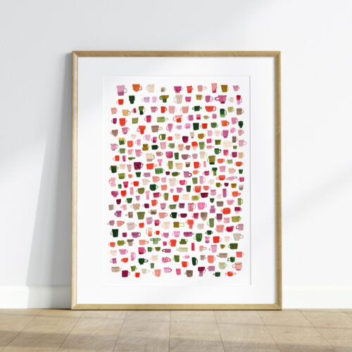 Poster: kleurrijke koffie kopjes